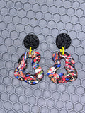 Pendientes Geométricos con Flores - Arcilla Polimérica