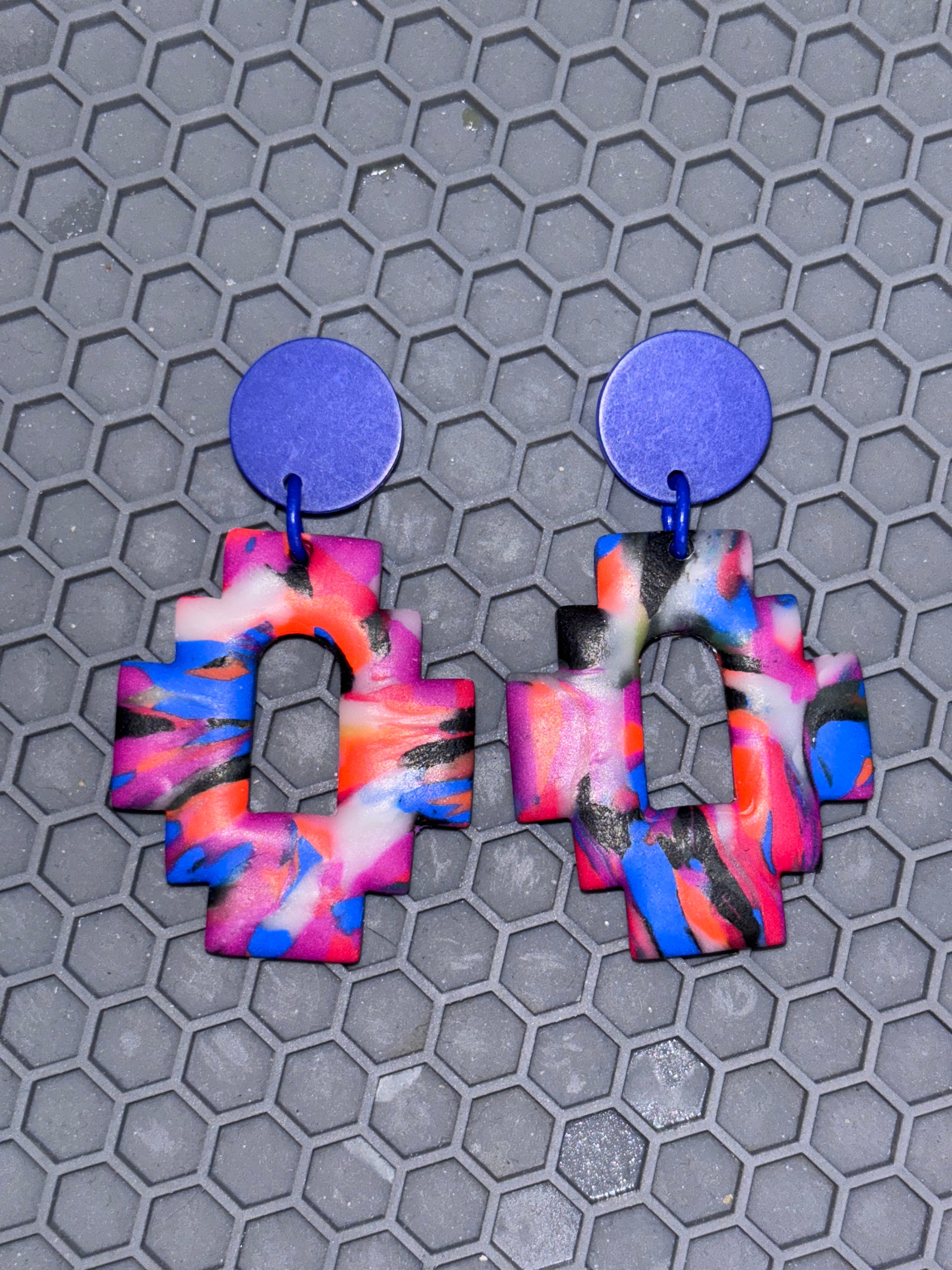 Pendientes de Cruz Multicolor - Arcilla Polimérica