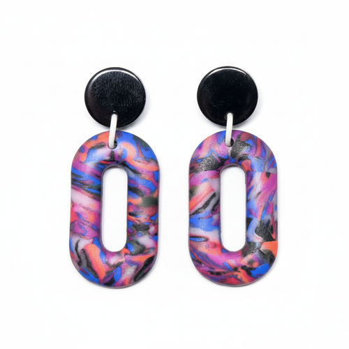 Pendientes de corazones multicolor - detalle